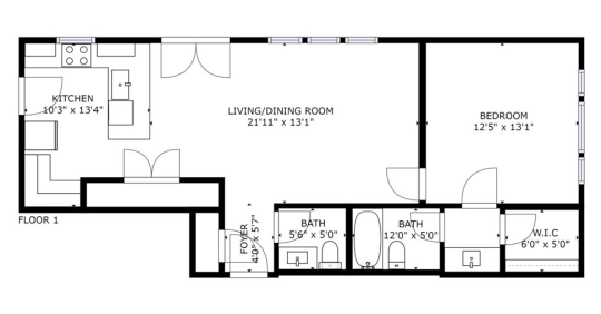 floor plan of a two bedroom apartment at The Franconia Court
