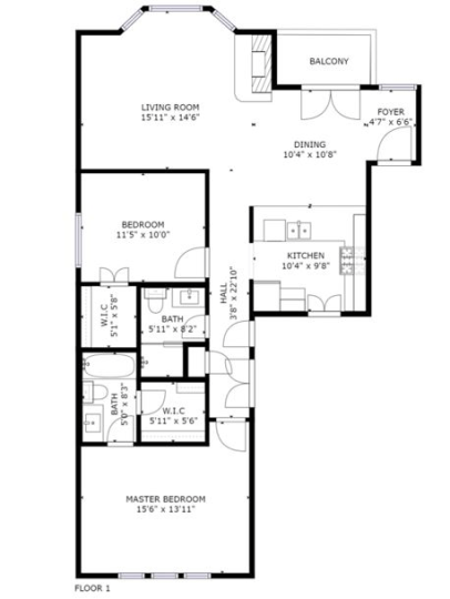 floor plan for a two bedroom apartment at The Franconia Court