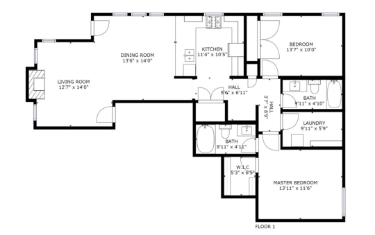 floor plan of a two bedroom apartment at The Franconia Court