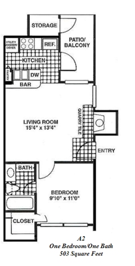 the floor plan for a two bedroom apartment at The Huntington Brook