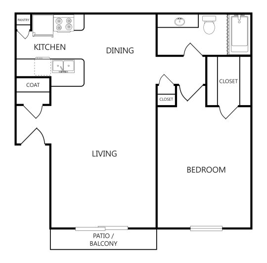 the floor plan for a two bedroom apartment at The Villa Del Rio