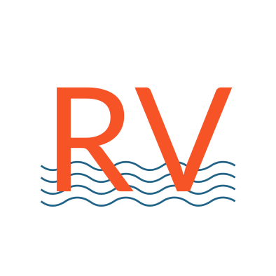 the rv logo with waves and waves at The Riverview