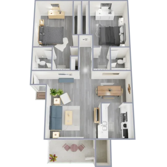 a floor plan of a two bedroom apartment at The Tides on 27th