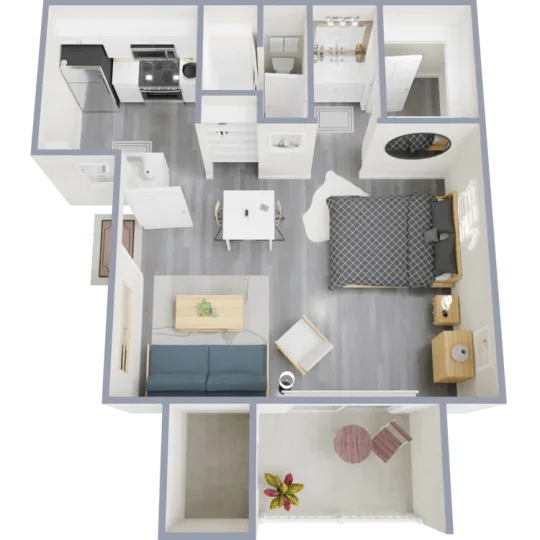 a floor plan of a one bedroom apartment at The Tides on 27th