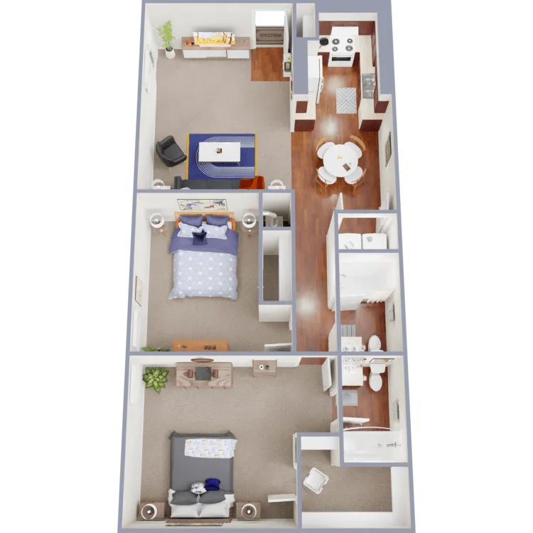 Brooklyn (C1/C2) 2bd | 2ba - 3D Plan