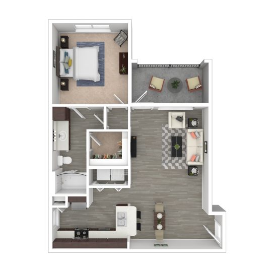 a floor plan of a two bedroom apartment at The Landmark at Crowley