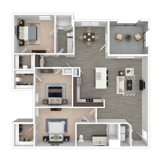 a floor plan of a two bedroom apartment at The Landmark at Crowley