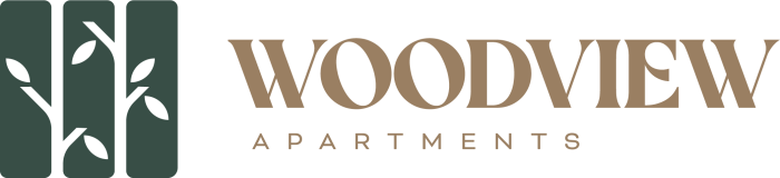 woodview apartments logo at The Woodview