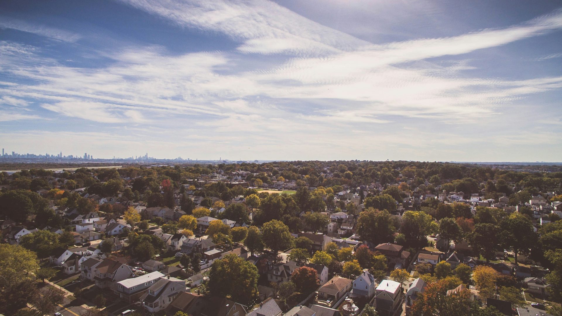 aerial photography of houses near trees