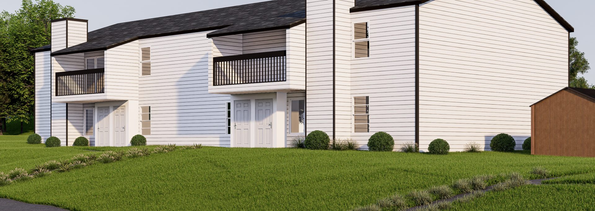 a rendering of a two story apartment building at The Creekside Apartment Homes