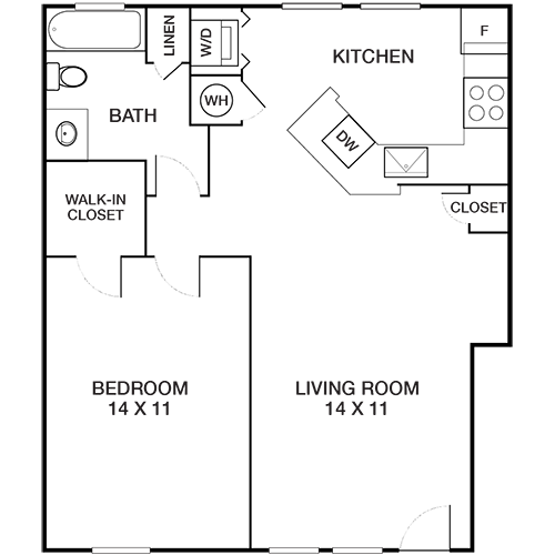 the floor plan for a two bedroom apartment at The Peachtree Park