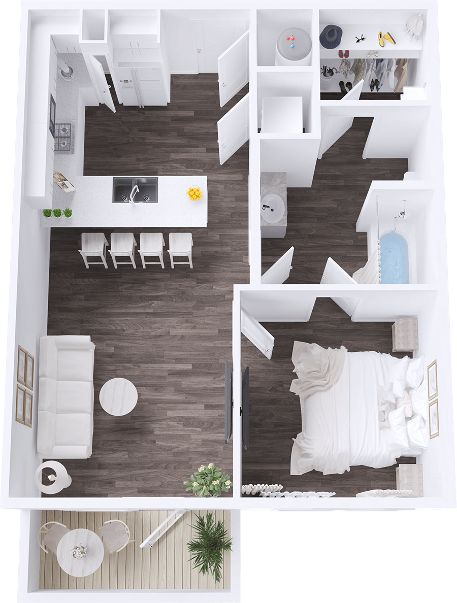 A Amberjack unit with 1 Bedrooms and 1 Bathrooms with area of 611 sq. ft