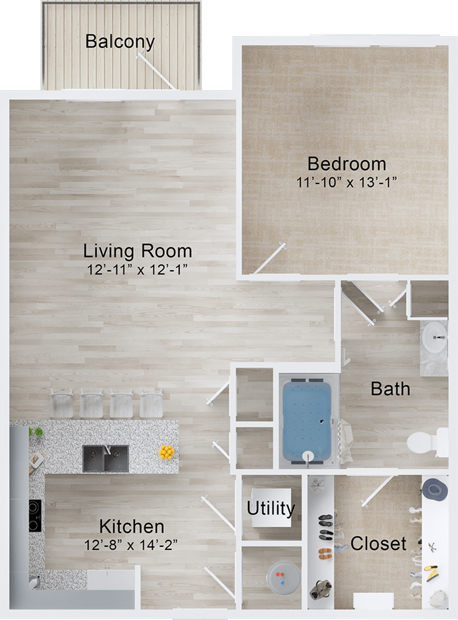 A Cobia unit with 1 Bedrooms and 1 Bathrooms with area of 704 sq. ft