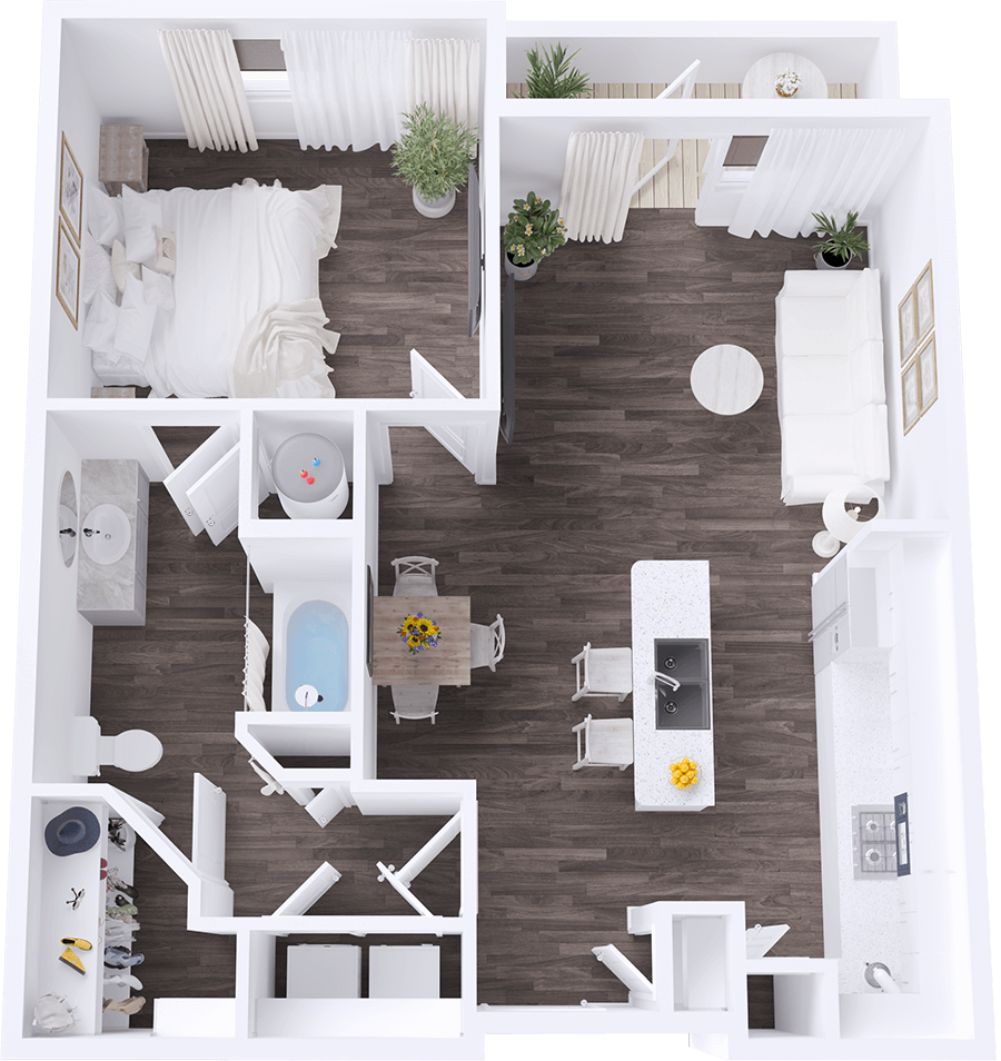 A Flounder unit with 1 Bedrooms and 1 Bathrooms with area of 798 sq. ft