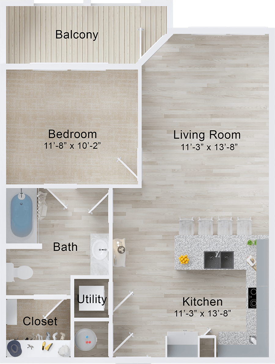 A Blackfin unit with 1 Bedrooms and 1 Bathrooms with area of 692 sq. ft