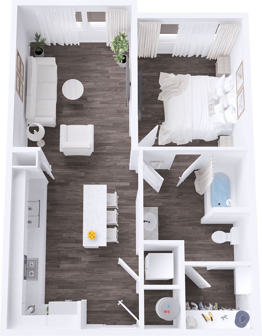 A Yellowfin unit with 1 Bedrooms and 1 Bathrooms with area of 638 sq. ft