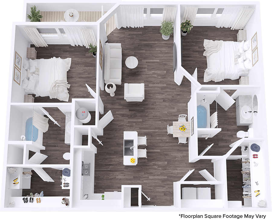 A Snapper A unit with 2 Bedrooms and 2 Bathrooms with area of 1042 sq. ft