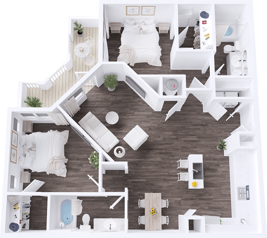 A Mackerel unit with 2 Bedrooms and 2 Bathrooms with area of 1172 sq. ft