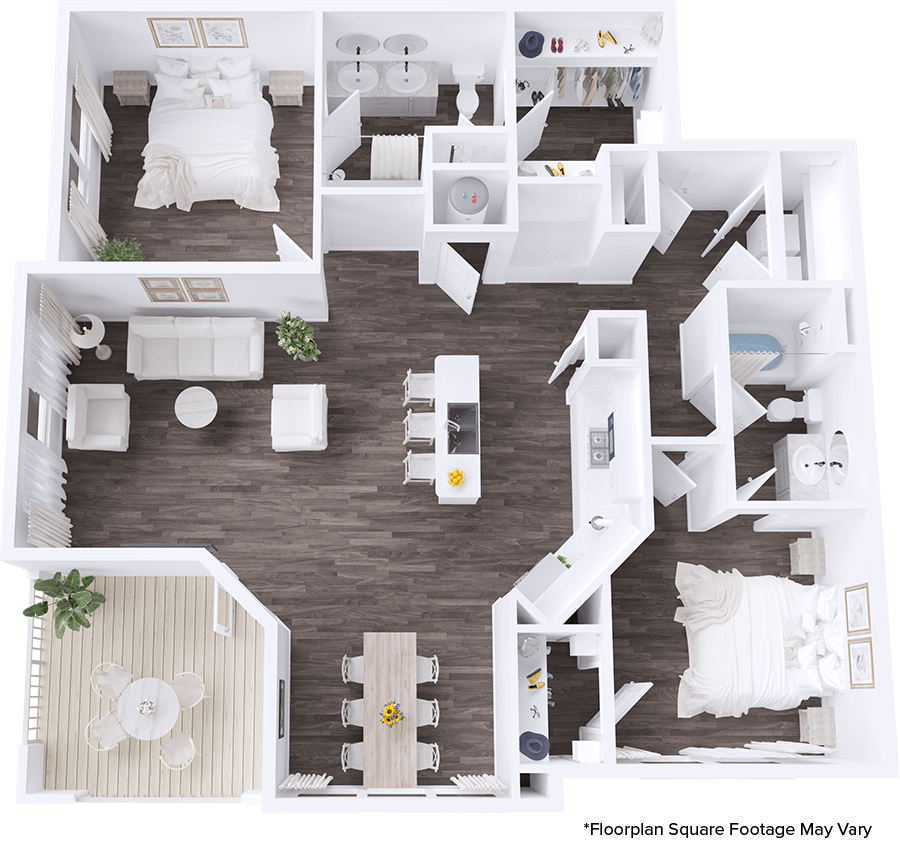 A Mahi Mahi A unit with 2 Bedrooms and 2 Bathrooms with area of 1313 sq. ft