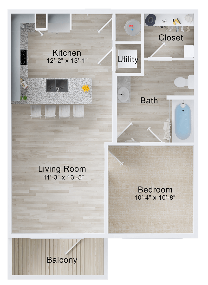 A Amberjack A unit with 1 Bedrooms and 1 Bathrooms with area of 611 sq. ft