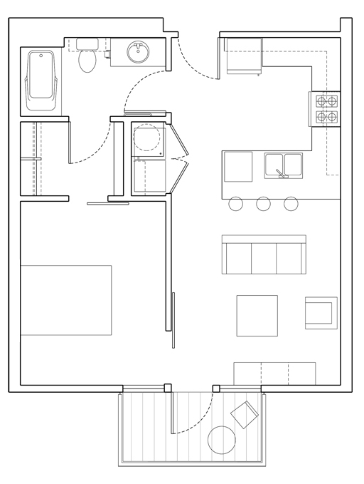 Level 1 Bedroom-B Floor Plan