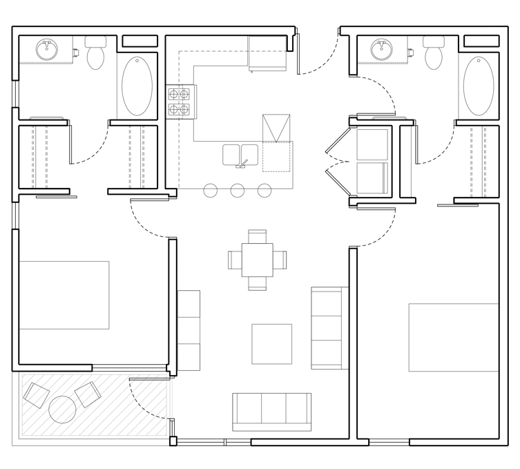 Mosaic two bedroom apartment model 2A