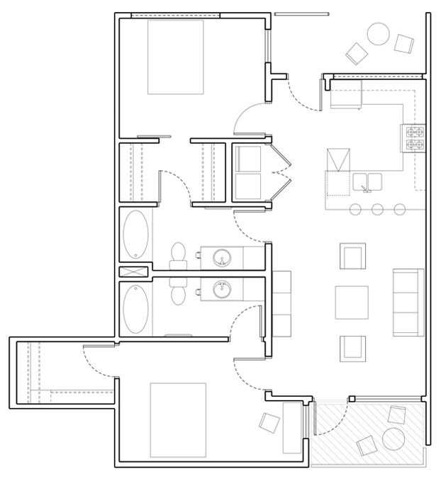 Mosaic two bedroom apartment model 2C