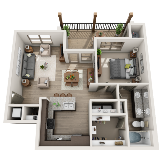 a floor plan of a two bedroom apartment at The  Apiary