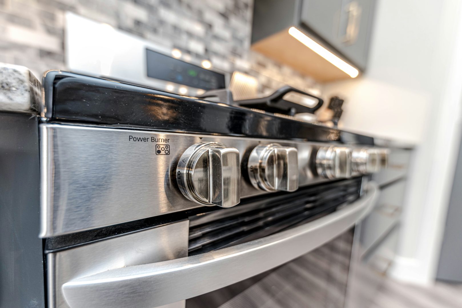 a close up of a stove and oven in a kitchen