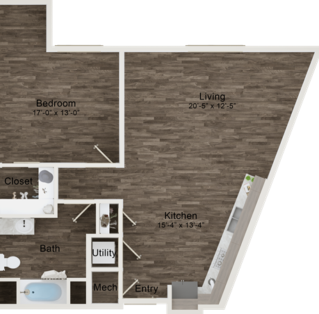 the floor plan for a two bedroom apartment at The Terra at University North Park