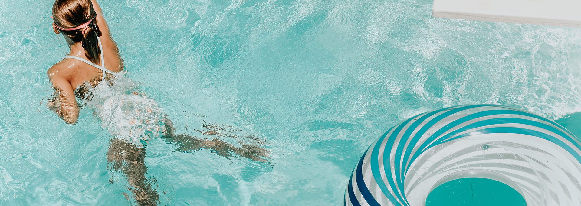lady swimming in the pool