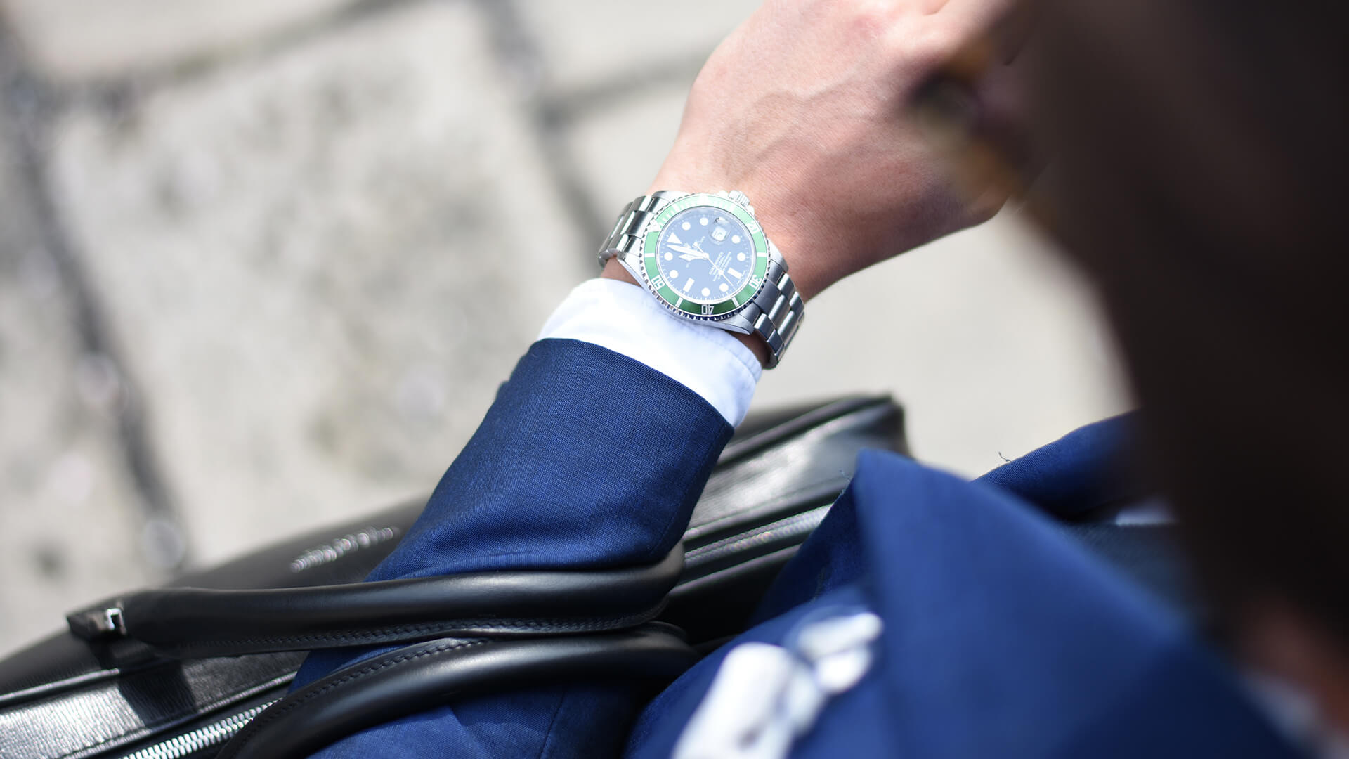 Man hand with wrist watch