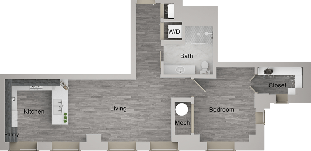 A A13 unit with 1 Bedrooms and 1 Bathrooms with area of 853 sq. ft