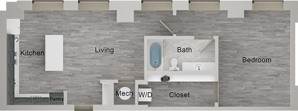 A A6 unit with 1 Bedrooms and 1 Bathrooms with area of 779 sq. ft