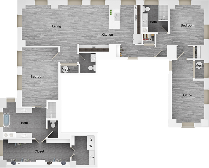 A PH8 unit with 2 Bedrooms and 2.5 Bathrooms with area of 2249 sq. ft