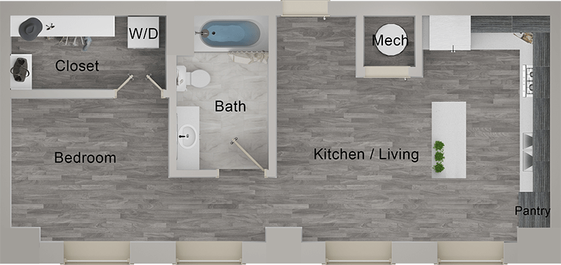 A S7 unit with STUDIO Bedrooms and 1 Bathrooms with area of 653 sq. ft