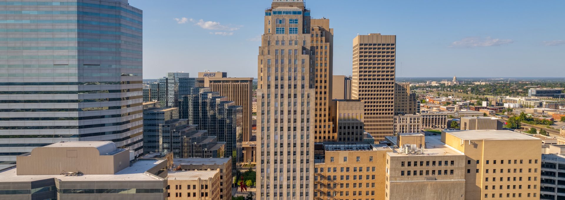 a view of a city skyline with tall buildings at The  First