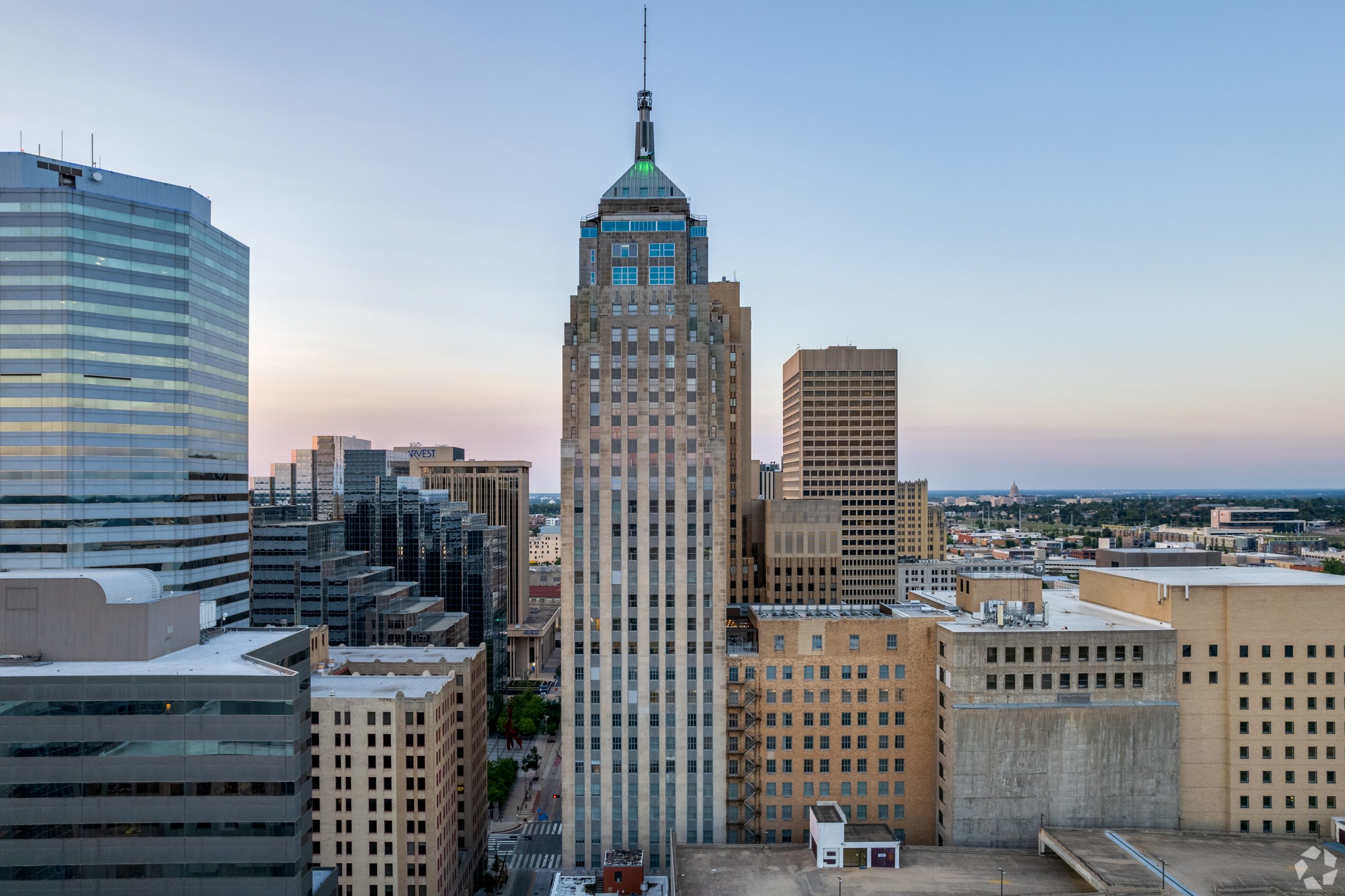 a view of a city skyline with tall buildings at The  First