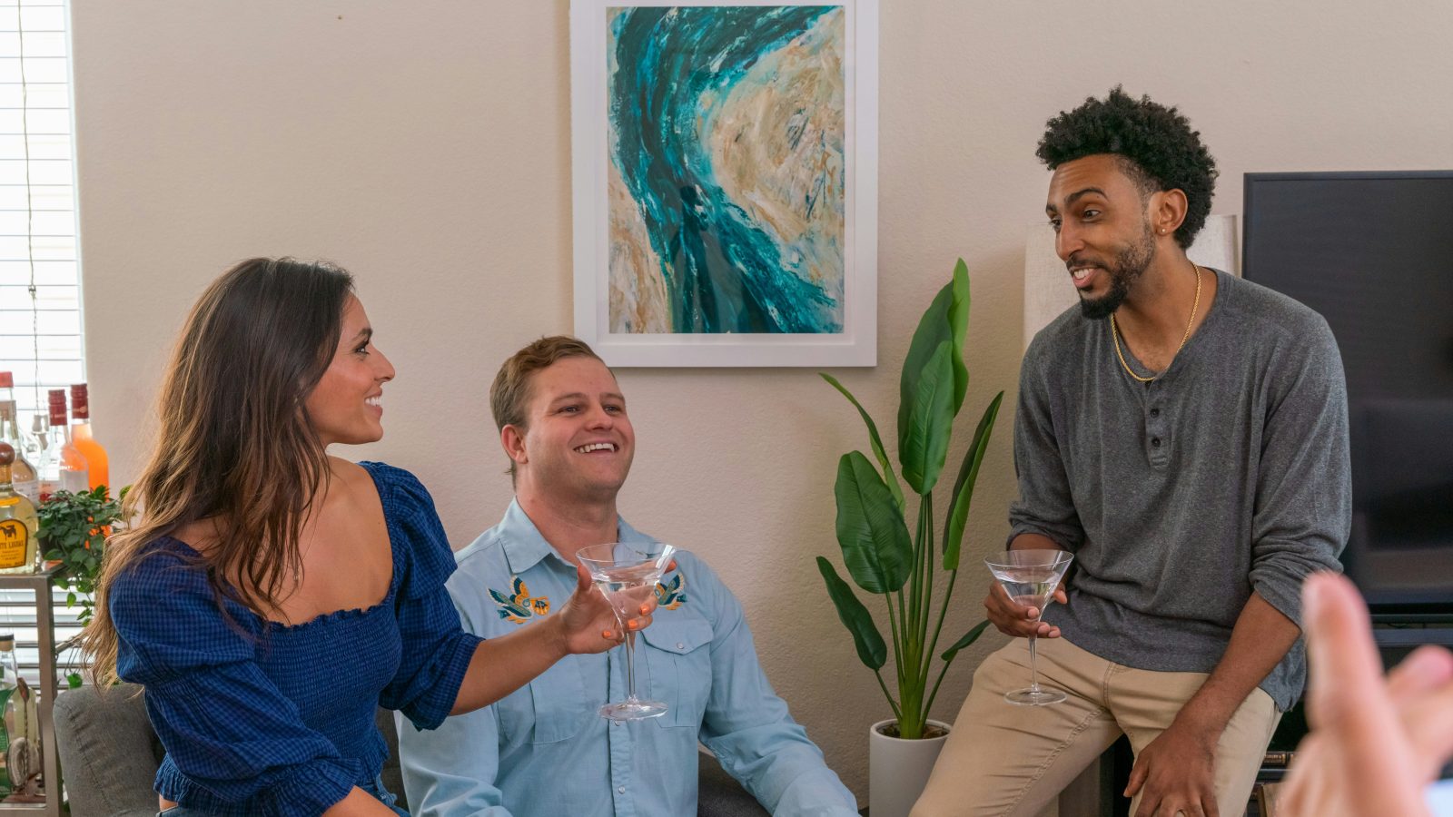 A diverse group of friends laughing together