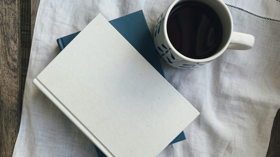 Coffee and books on a table
