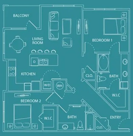 floor plan of the one bedroom apartment at The  Watson