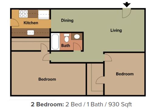 2Bdrm2Bath_930sf