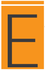 an orange and black letter e on a white background at The Enclave