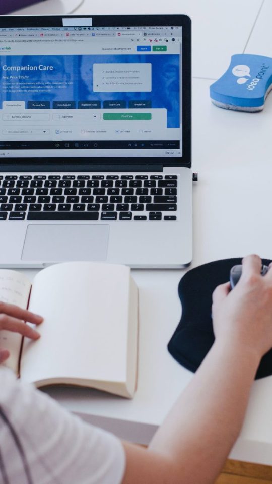 woman using laptop