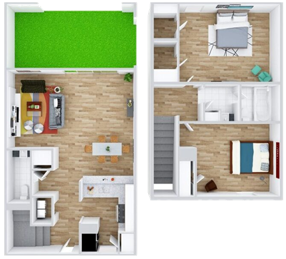 a floor plan of a two bedroom apartment at The  Magnolia on 4th