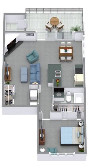 a floor plan of a two bedroom apartment at The  80 Reserve