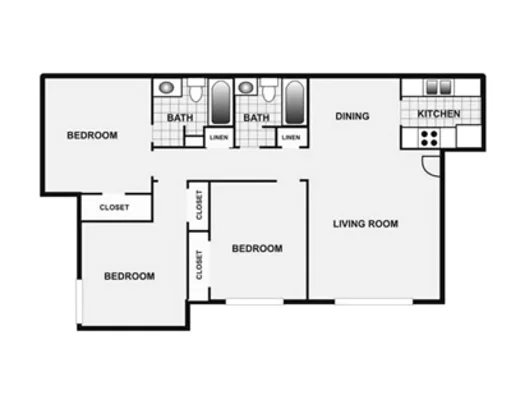 La Lomas Unit 2027-C1 FloorPlan 3 Beds 2 Baths