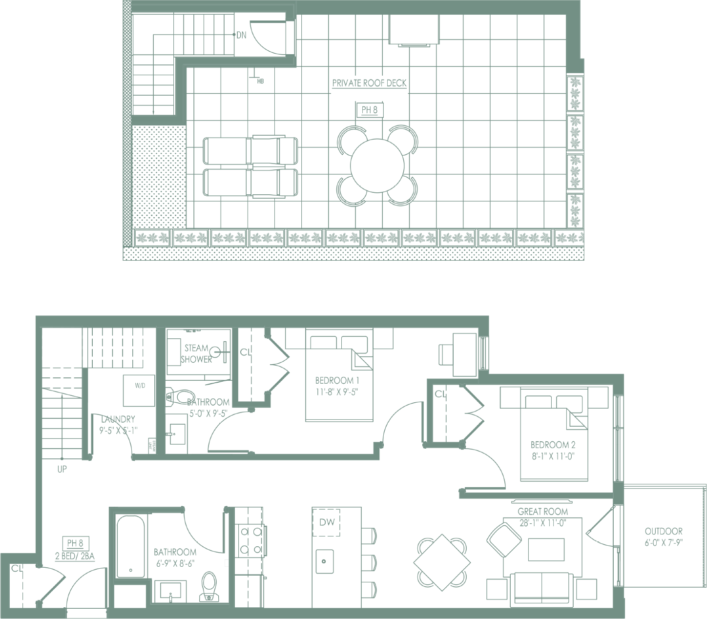 The Pine Floor Plan Penthouse 8 2 Bed 2 Bath