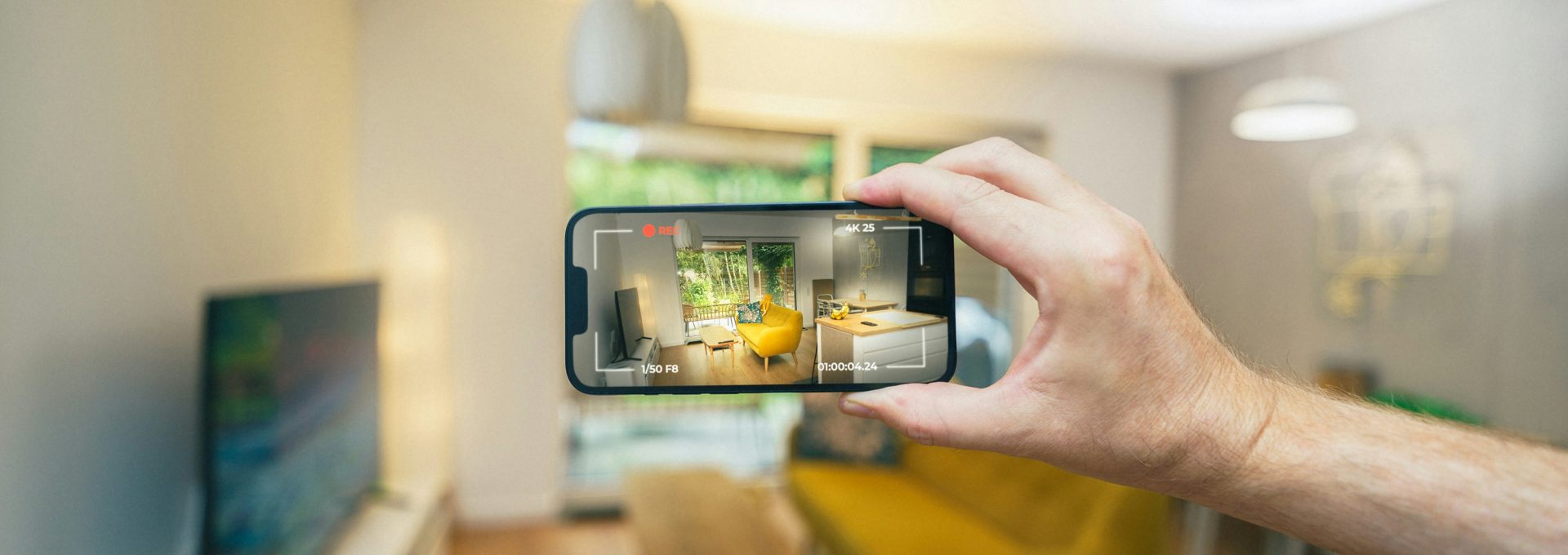 A person taking a picture of a living room