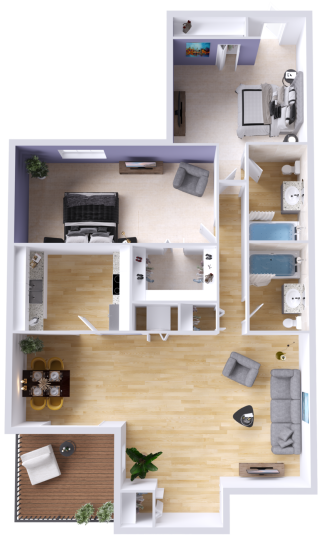 a floor plan of a two bedroom apartment at The  Lennox
